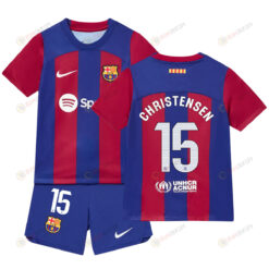 Andreas Christensen 15 Barcelona Home Kit 2023-24 Youth Jersey - Blue/Scarlet