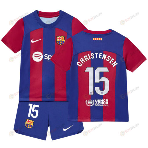 Andreas Christensen 15 Barcelona Home Kit 2023-24 Youth Jersey - Blue/Scarlet