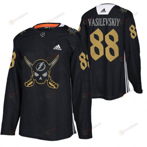 Andrei Vasilevskiy Lightning 2022 Pirate-themed Warmup Black Gasparilla inspired Jersey 88 Jersey