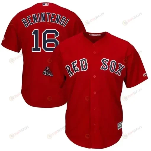 Andrew Benintendi Boston Red Sox 2018 World Series Champions Team Logo Player Jersey - Scarlet