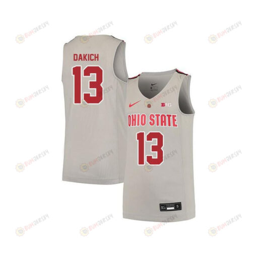 Andrew Dakich 13 Ohio State Buckeyes Elite Basketball Men Jersey - Gray