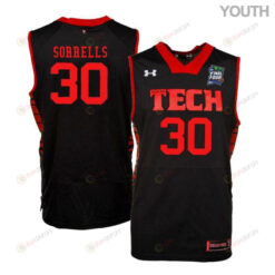 Andrew Sorrells 30 Texas Tech Red Raiders Basketball Youth Jersey - Black