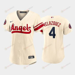 Andrew Velazquez 4 Los Angeles Angels Cream 2022-23 City Connect Women's Jersey