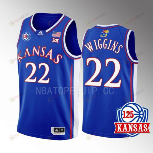 Andrew Wiggins 22 Kansas Jayhawks Blue Men Jersey 2022-23 125th Anniversary Away