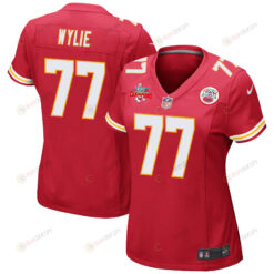 Andrew Wylie 77 Kansas City Chiefs Super Bowl LVII Champions 3 Stars WoMen's Jersey - Red