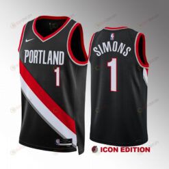 Anfernee Simons 1 Portland Trail Blazers 2022-23 Icon Edition Black Jersey