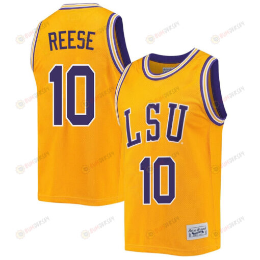 Angel Reese 10 LSU Tigers 2023 NCAA Basketball Jersey Retro- Gold