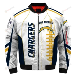 Angeles Chargers Pattern Bomber Jacket - White