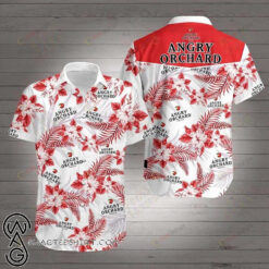 Angry Orchard Maria Red White Short Sleeve Curved Hawaiian Shirt