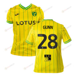 Angus Gunn 28 Norwich City 2022-23 Home Jersey - Yellow