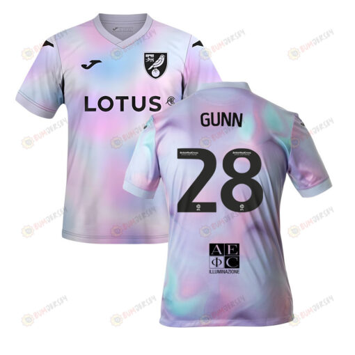 Angus Gunn 28 Norwich City 2022-23 Third Jersey - Tie-dye