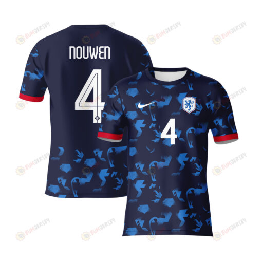 Aniek Nouwen 4 Netherlands 2023 Youth Away Jersey - Blue - All Over Printed Jersey