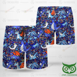 Anime Pokemon Dragon Seamless Pattern Summer Shorts Men Shorts - Print Shorts