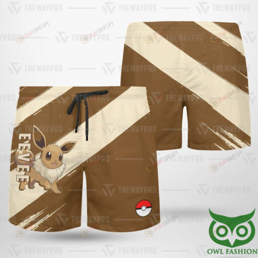 Anime Pokemon Eevee Hawaiian Short Summer Shorts Men Shorts - Print Shorts