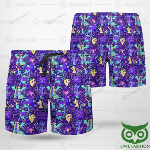 Anime Pokemon Ghost Seamless Pattern Hawaiian Short Summer Shorts Men Shorts - Print Shorts