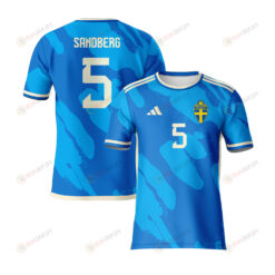 Anna Sandberg 5 Sweden 2023 Youth Away Jersey - Blue - All Over Printed Jersey