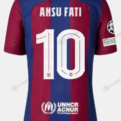 Ansu Fati 10 Barcelona 2023/24 With UCL Badge Home Men Jersey