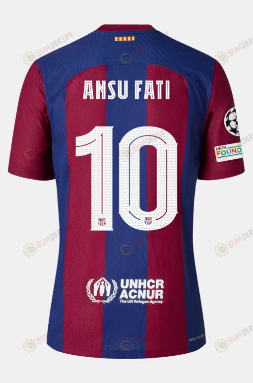 Ansu Fati 10 Barcelona 2023/24 With UCL Badge Home Men Jersey