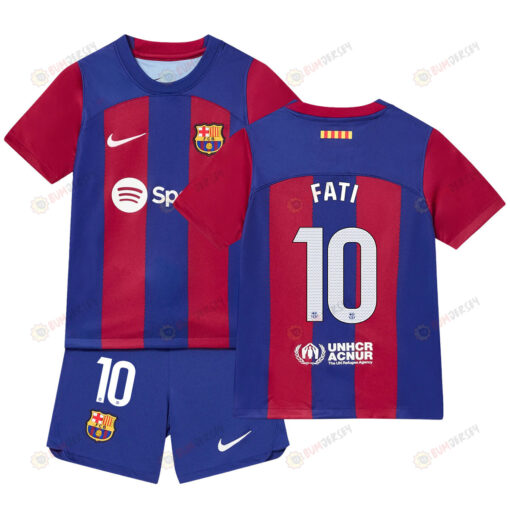 Ansu Fati 10 Barcelona Home Kit 2023-24 Youth Jersey - Blue/Scarlet