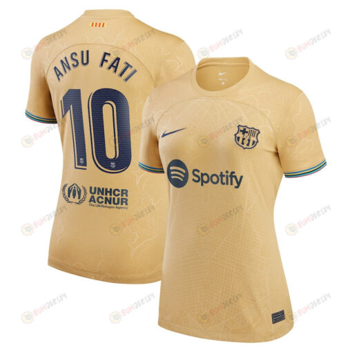 Ansu Fati 10 Barcelona Women 2022/23 Away Jersey - Yellow