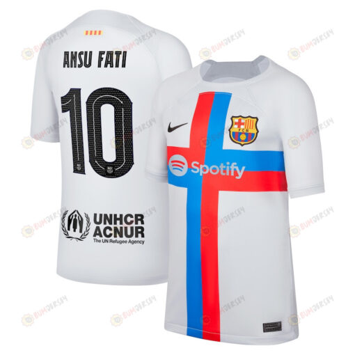 Ansu Fati 10 Barcelona Youth 2022/23 Third Breathe Stadium Player Jersey - Gray