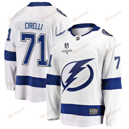 Anthony Cirelli 71 Tampa Bay Lightning Stanley Cup 2023 Playoffs Patch Away Breakaway Men Jersey - White