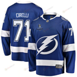 Anthony Cirelli 71 Tampa Bay Lightning Stanley Cup 2023 Playoffs Patch Home Breakaway Men Jersey - Blue