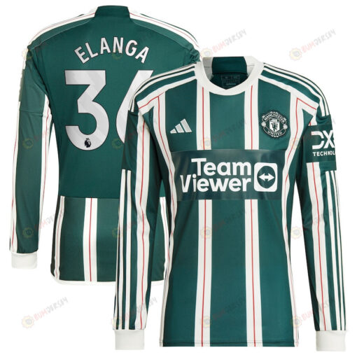 Anthony Elanga 36 Manchester United 2023/24 Away Long Sleeve Men Jersey - Green