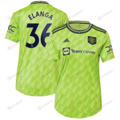 Anthony Elanga 36 Manchester United Women's 2022/23 Third Player Jersey - Neon Green