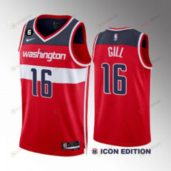 Anthony Gill 16 Washington Wizards 2022-23 Icon Edition Red Men Jersey