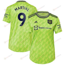 Anthony Martial 9 Manchester United Women's 2022/23 Third Player Jersey - Neon Green