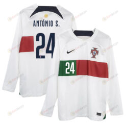 Ant?nio Silva 24 Portugal 2022-23 Away Men Long Sleeve Jersey National Team World Cup Qatar