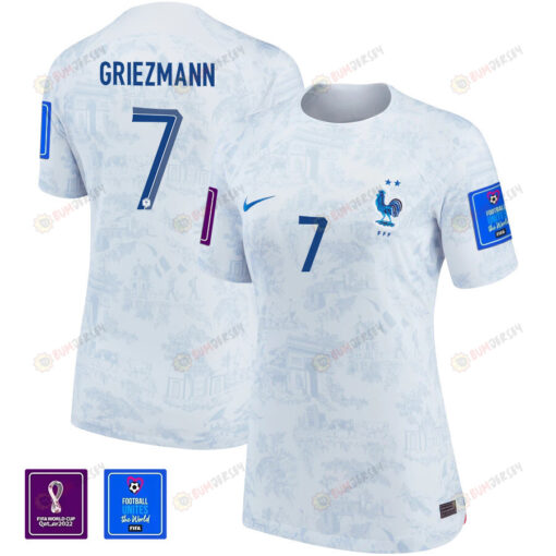 Antoine Griezmann 7 FIFA World Cup Qatar 2022 Patch France National Team - Away Women Jersey