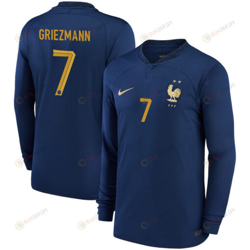 Antoine Griezmann 7 France National Team 2022-23 Qatar World Cup- Home Men Long Sleeve Jersey