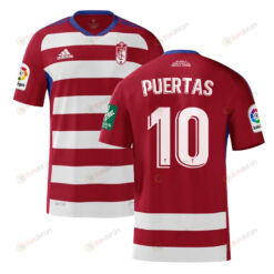 Antonio Puertas 10 Granada 2022-23 Home Jersey - Red/White