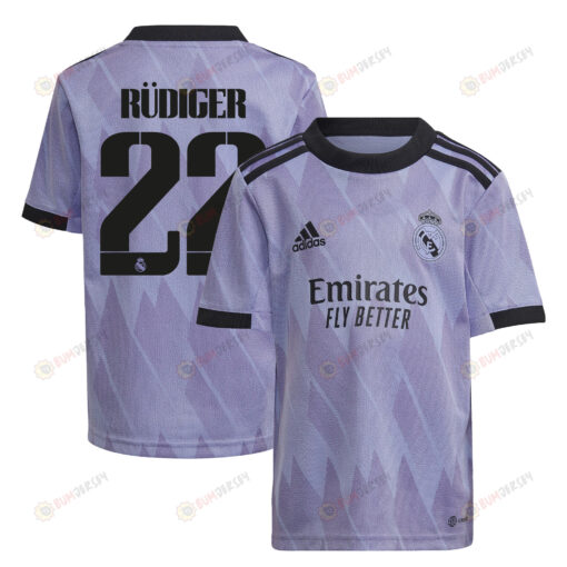 Antonio R?diger 22 Real Madrid 2022/23 Away Youth Jersey - Purple