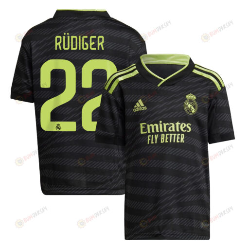 Antonio R?diger 22 Real Madrid 2022/23 Third Youth Jersey - Black