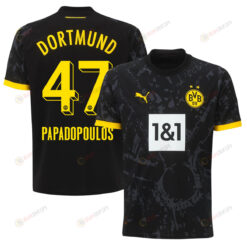 Antonios Papadopoulos 47 Borussia Dortmund 2023-24 Away Men Jersey - Black