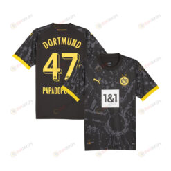 Antonios Papadopoulos 47 Borussia Dortmund 2023-24 Away YOUTH Jersey - Black