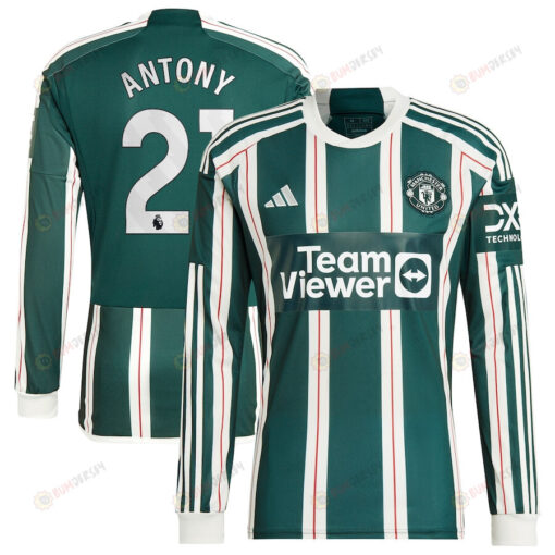 Antony 21 Manchester United 2023/24 Away Long Sleeve Men Jersey - Green