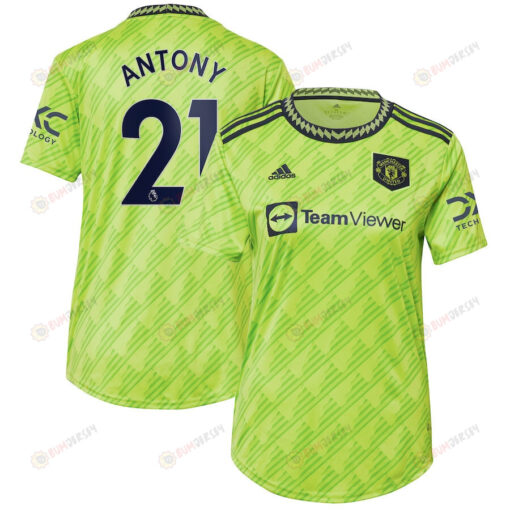 Antony 21 Manchester United Women's 2022/23 Third Player Jersey - Neon Green