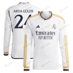 Arda Guler 24 Real Madrid 2023/24 Home Men Long Sleeve Jersey - White