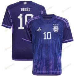 Argentina Champions Three Stars Lionel Messi 10 Youth Away Jersey