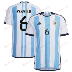 Argentina National Team 2022-23 Germ?n Pezzella 6 Home Men Jersey - Blue/White