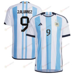 Argentina National Team 2022-23 Juli?n ?lvarez 9 Home Men Jersey - Blue/White