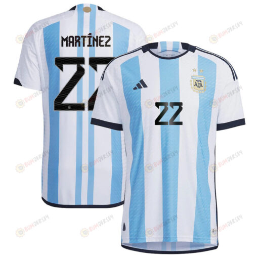 Argentina National Team 2022-23 Lautaro Mart?nez 22 Home Men Jersey - Blue/White