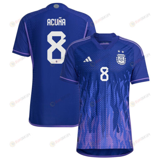 Argentina National Team 2022-23 Marcos Acu?a 8 Away Men Jersey - Purple