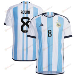 Argentina National Team 2022-23 Marcos Acu?a 8 Home Men Jersey - Blue/White