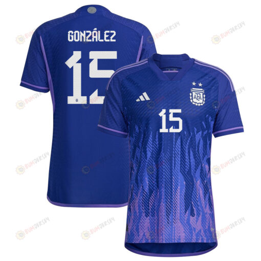 Argentina National Team 2022-23 Nicol?s Gonz?lez 15 Away Men Jersey - Purple