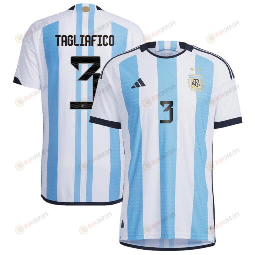 Argentina National Team 2022-23 Nicol?s Tagliafico 3 Home Men Jersey - Blue/White